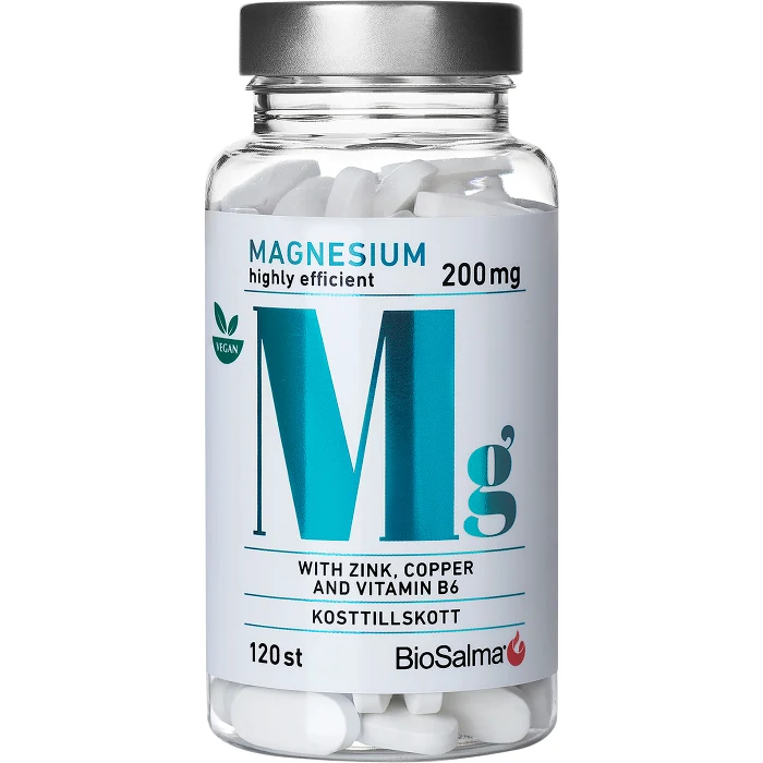 Kosttillskott Magnesium 200mg + Zink Koppar B6 200mg 120-p BioSalma