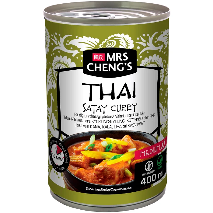 Grytbas Thai satay curry Medium 400ml Mrs Chengs