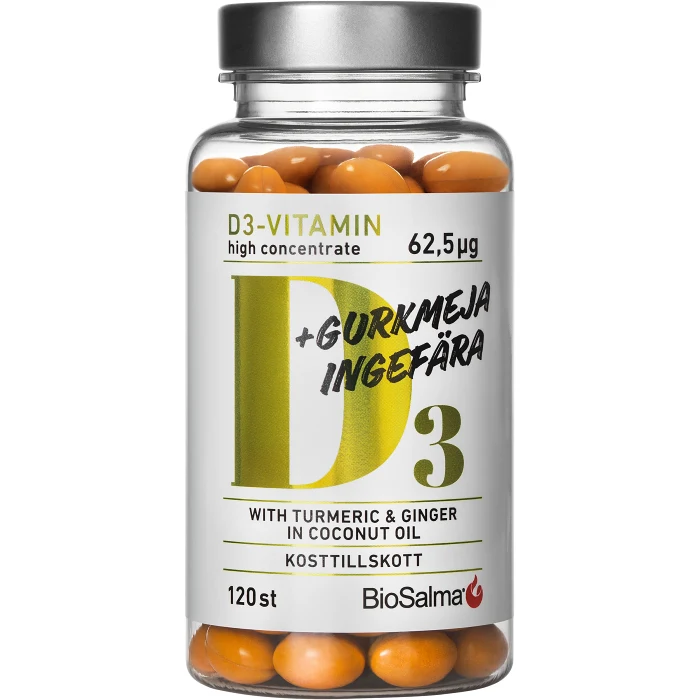 Vitamin D3 Gurkmeja Ingefära 120-p BioSalma