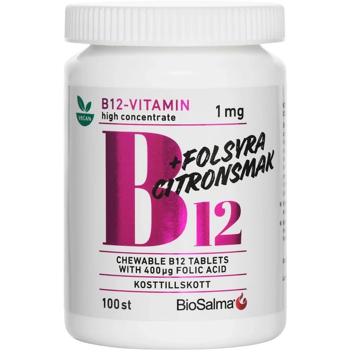 Vitamin B12 + Folsyra Citronsmak 100-p BioSalma