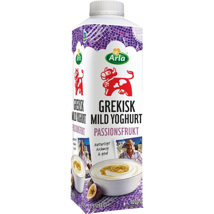 Grekisk yoghurt Mild Passionsfrukt 5,1% 1000g Arla Ko®