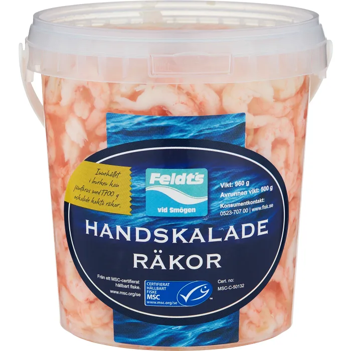 Handskalade räkor i lake 500g Feldt´s vid Smögen