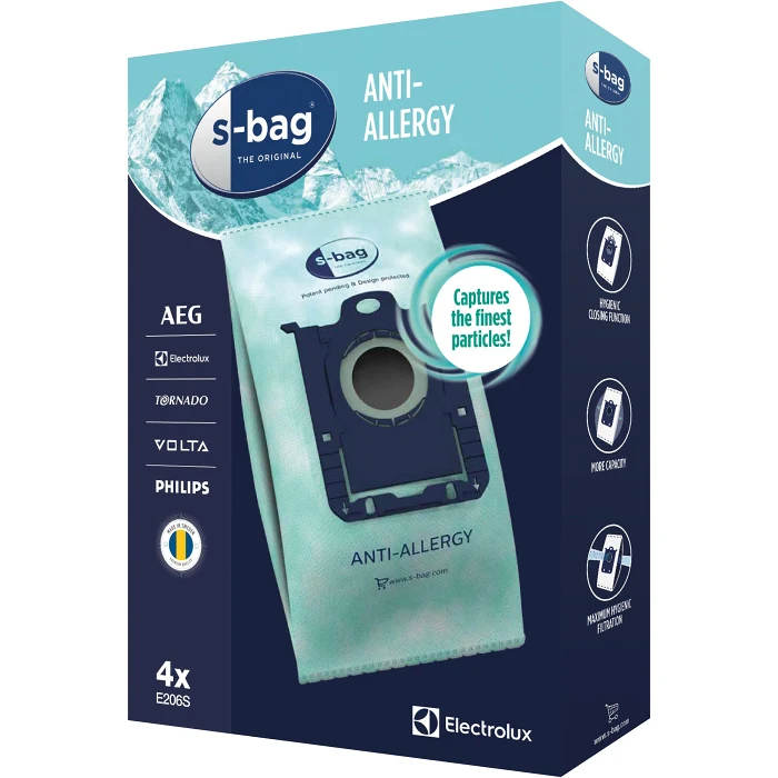 Dammsugarpåse E206S s-bag® Anti-Allergy 4-p Electrolux