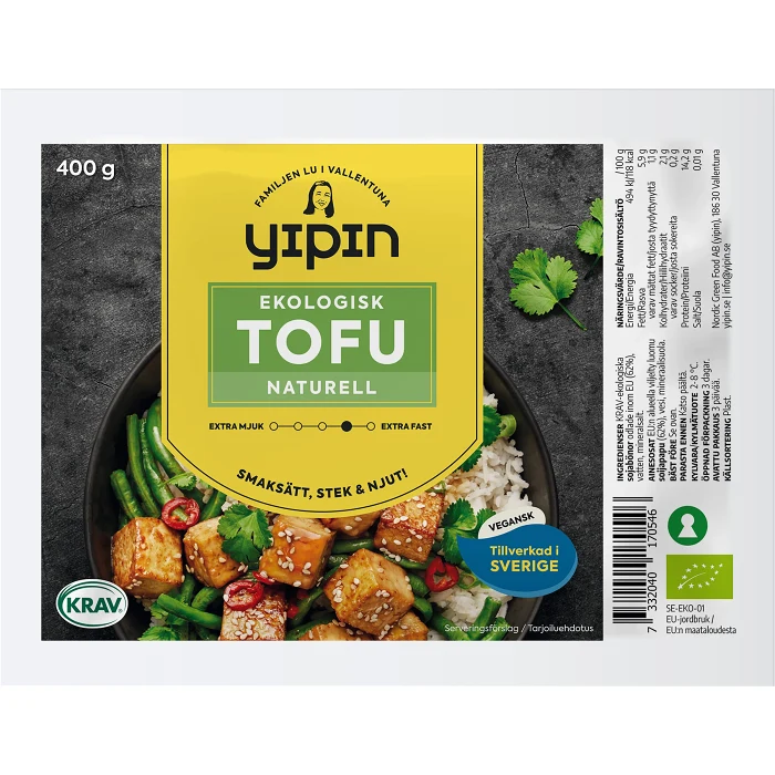 Tofu Naturell Ekologisk 400g YiPin