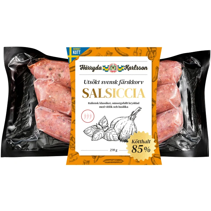 Salsiccia färskkorv kötthalt 85% 270g Härryda Karlsson