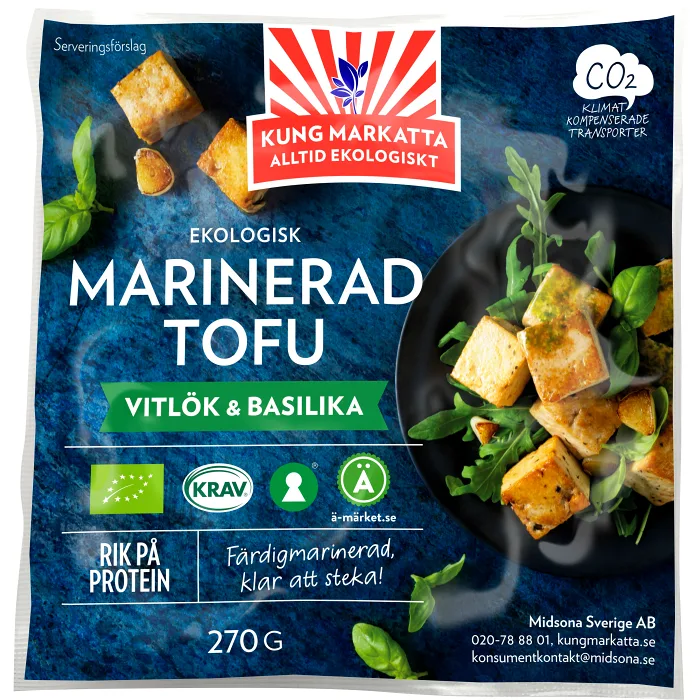 Tofu marinerad vitlök & basilika Ekologisk 270g KRAV Kung Markatta