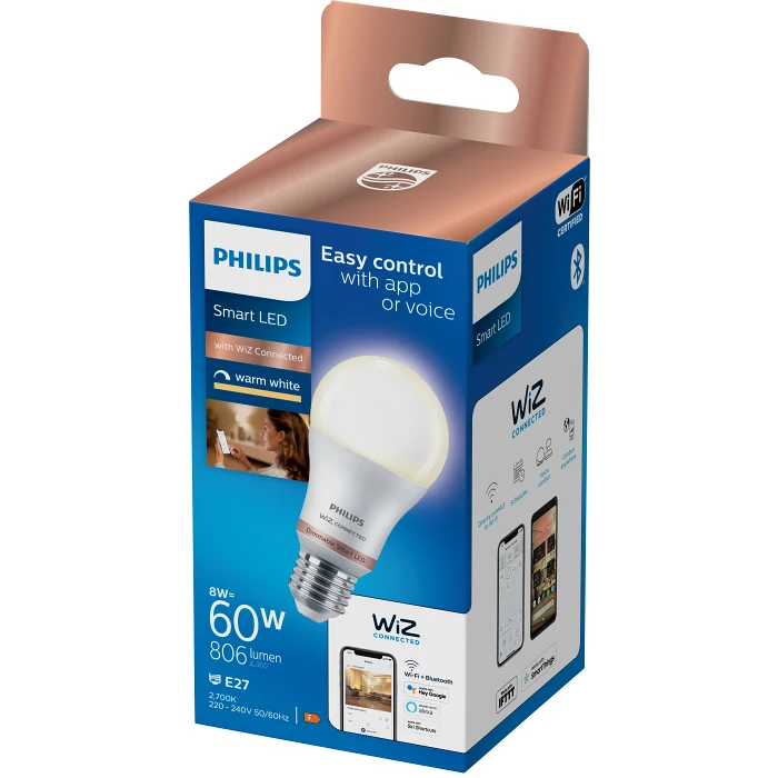 Smart LED WiZ Standard 60W E27 Vit Dimbar Philips