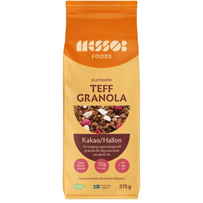 Granola Choklad Hallon 375g Messob Foods
