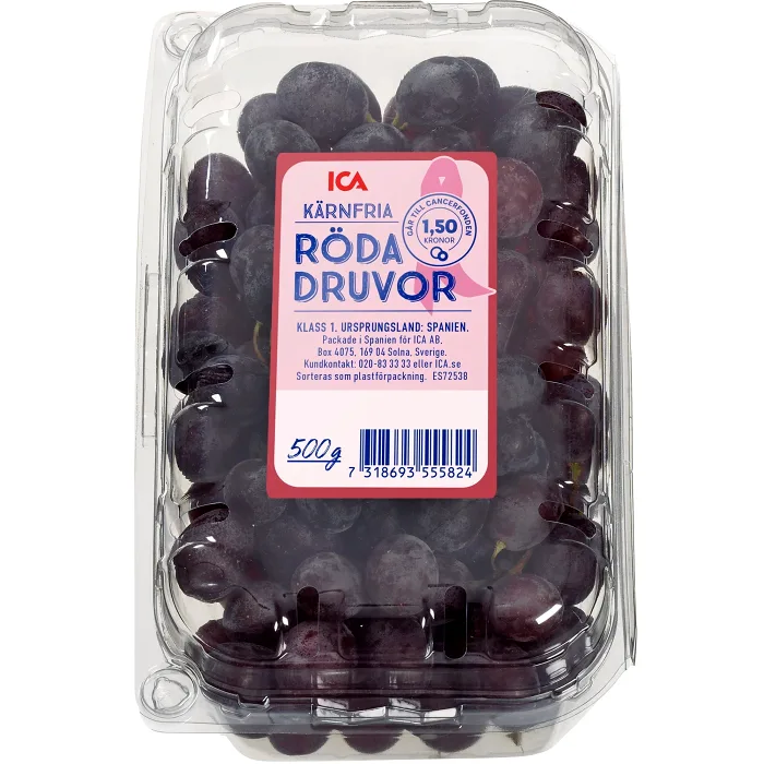 Röda kärnfria druvor 500g Crimson Klass 1 ICA