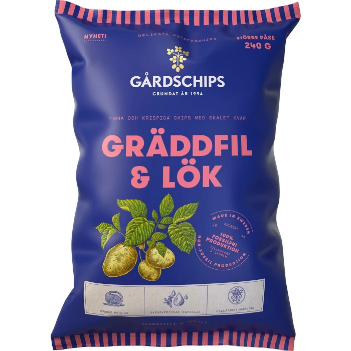Potatischips Gräddfil & lök 240g Gårdschips