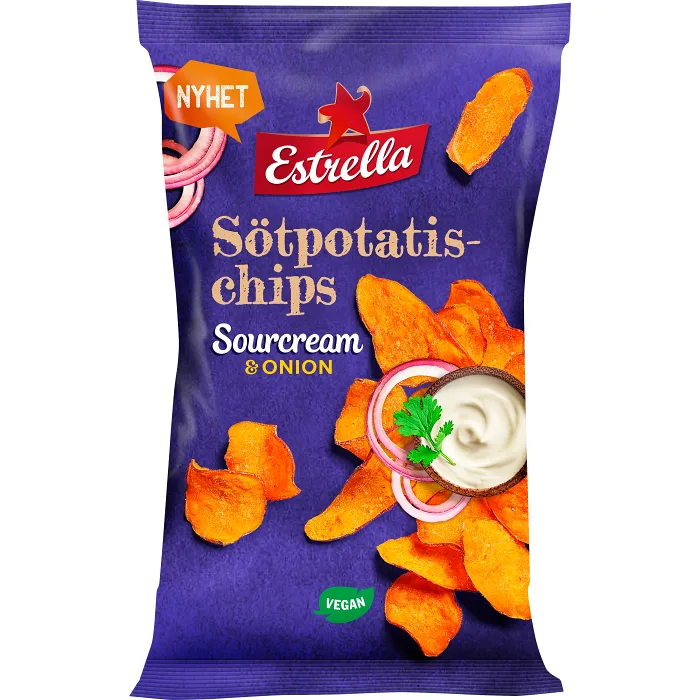 Sötpotatischips Sourcream & Onion 90g Estrella