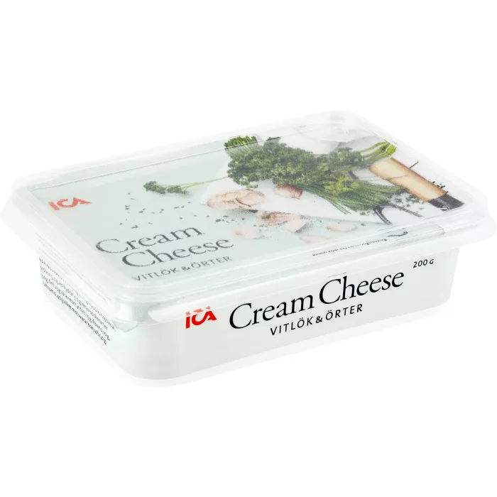 Cream cheese Vitlök & örter 200g ICA Handla mat online från din