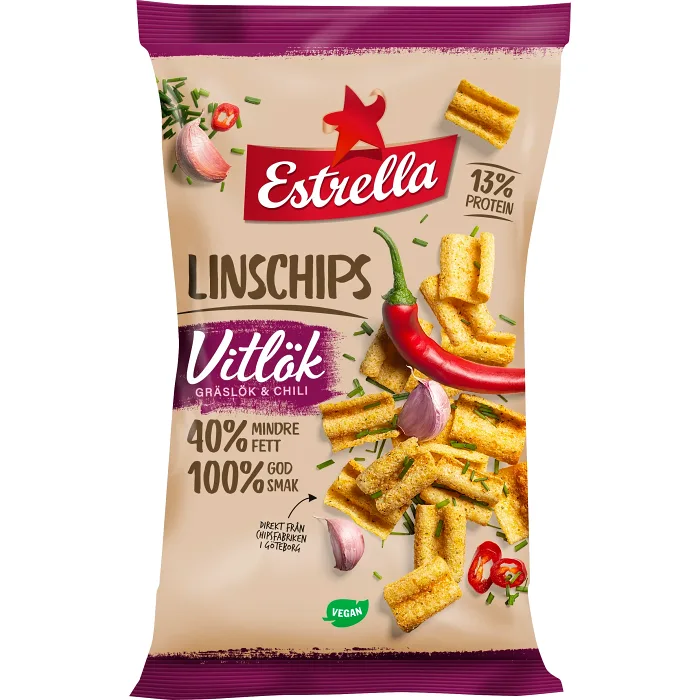 Linschips Vitlök, Gräslök & Chili 110g Estrella