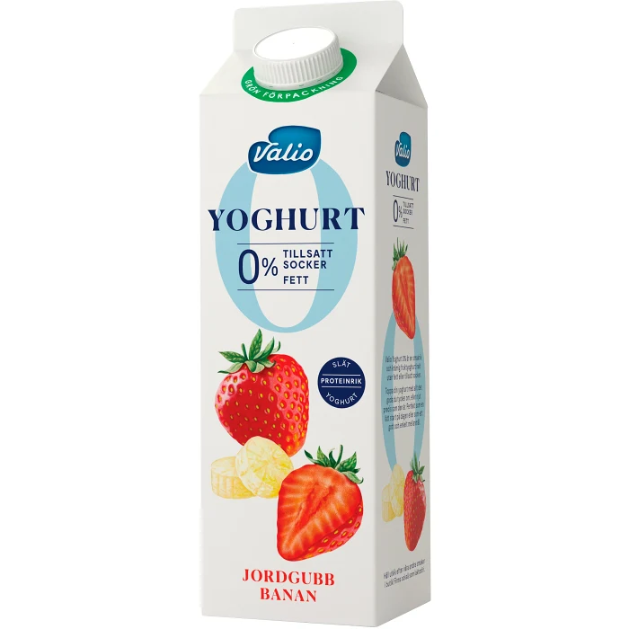 Yoghurt 0% Jordgubb Banan 1000g Valio