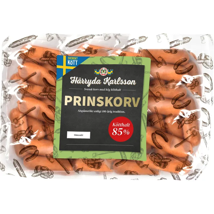Prinskorv 73% Kötthalt 780g Härryda Karlsson