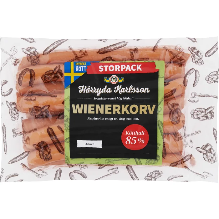 Wienerkorv 85% Kötthalt 700g Härryda Karlsson