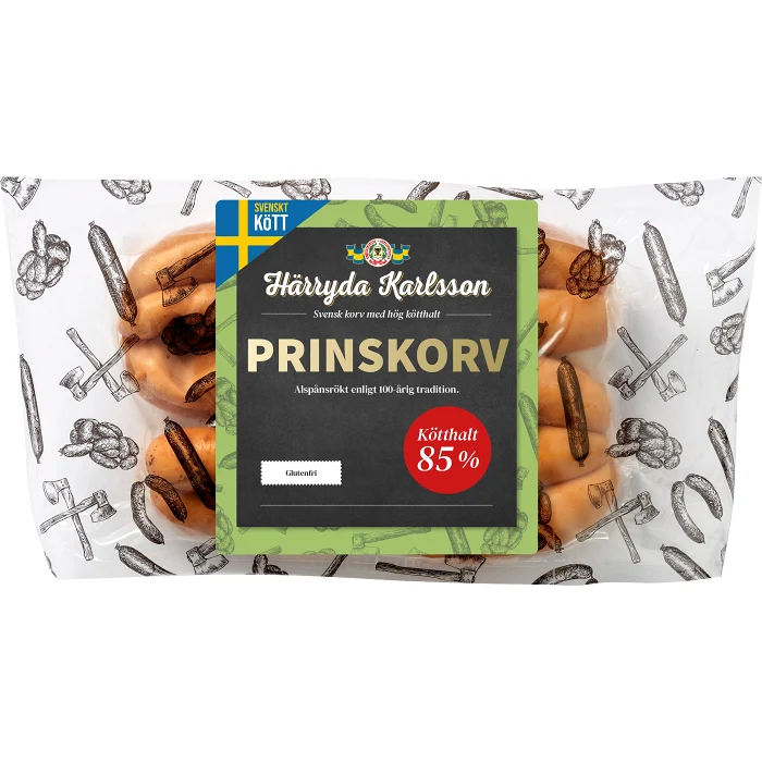 Prinskorv 85% Kötthalt 335g Härryda Karlsson