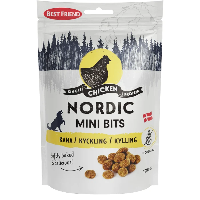 Hundsnacks Nordic Mini Bits Kyckling 120g Best friend