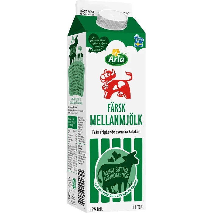 Mellanmjölk 1,5% 1l Arla Ko 