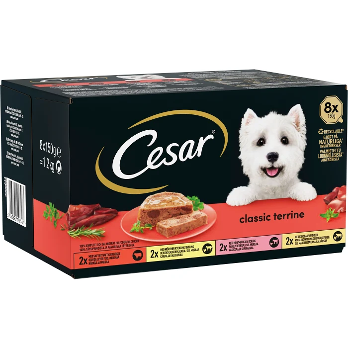 Våtfoder Hund Classic terrine 8-p 1,2kg Cesar