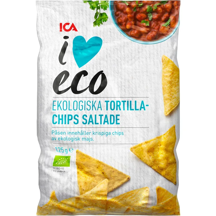 Tortillachips Lättsaltade Ekologisk 125g ICA I love eco