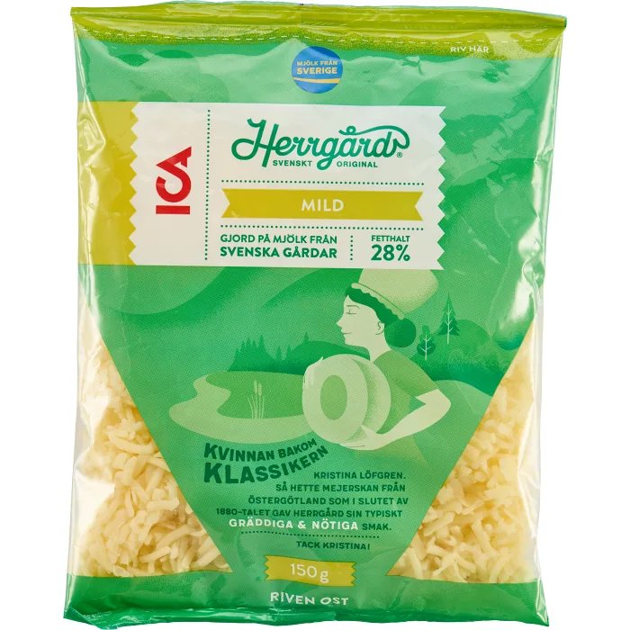 Herrgård 28% riven 150g ICA