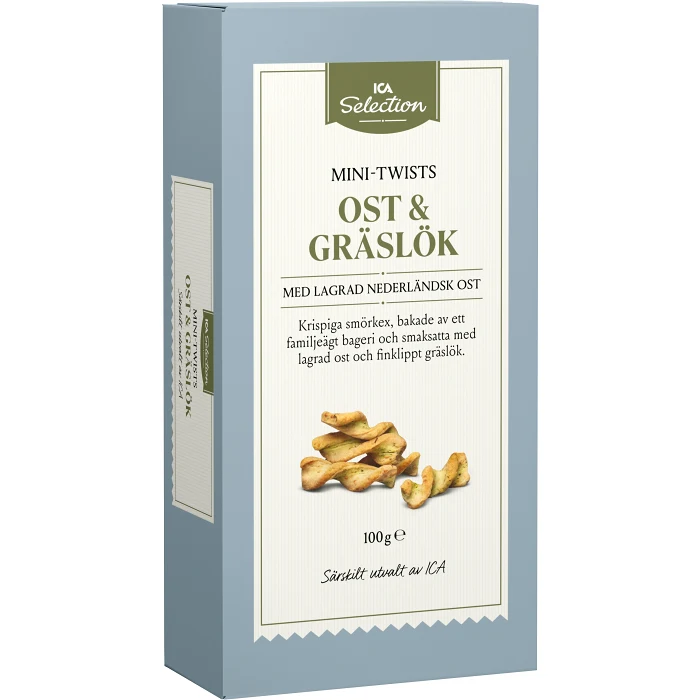 Kex Mini twist ost & gräslök 100g ICA Selection