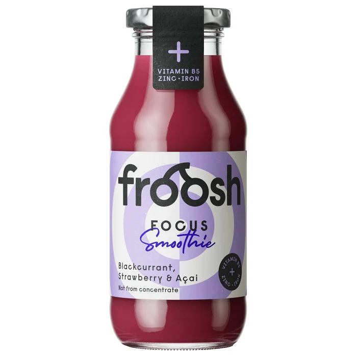 Smoothie Focus Svarta vinbär Jordgubbe & Acai 250ml Froosh