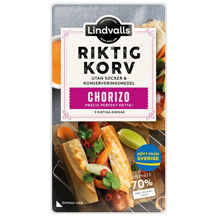 Chorizo 70% Kötthalt 270g Lindvalls