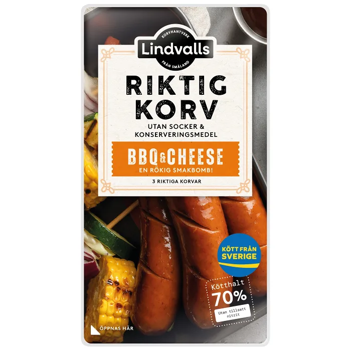 BBQ & Cheese 70% Kötthalt 270g Lindvalls