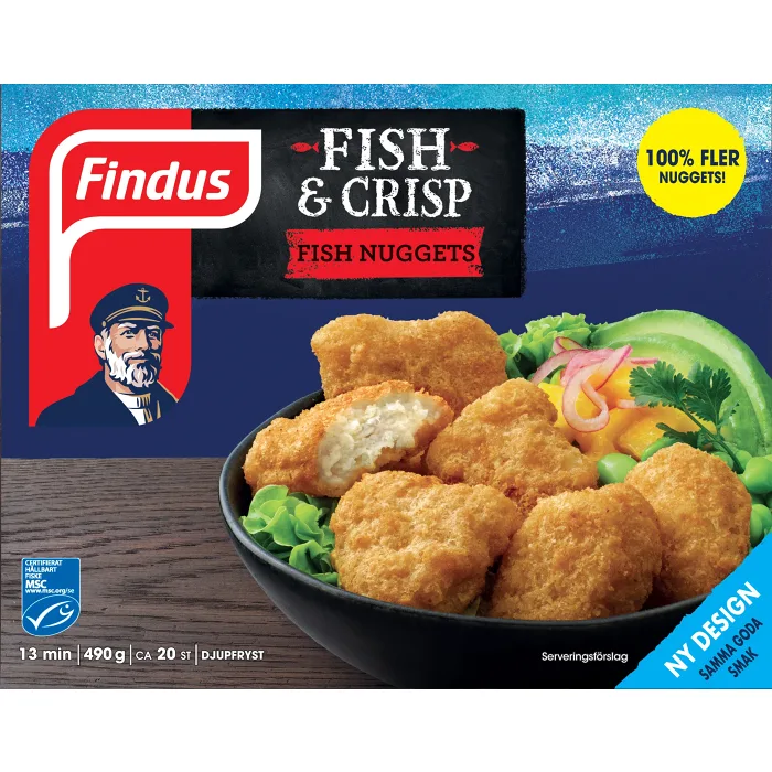 Fish & Crisp Fish Nuggets 490g Findus