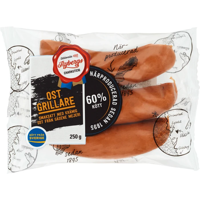 Grillkorv Ostgrillare 60% Kötthalt 250g Rybergs