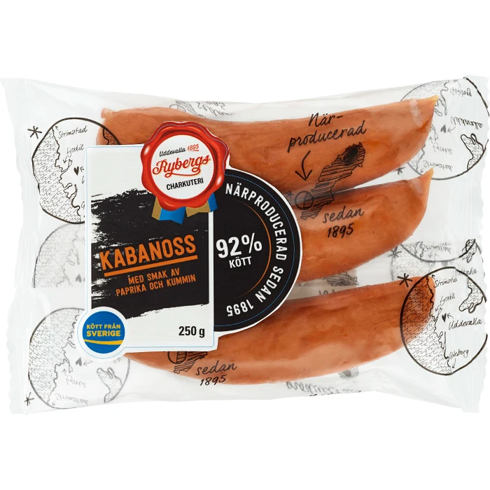 Kabanoss 92% Kötthalt 250g Rybergs