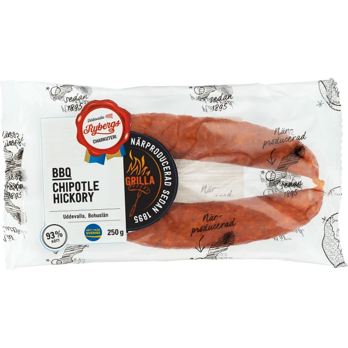 Kryddkorv BBQ Chipotle Hickory 93% Kötthalt 250g Rybergs