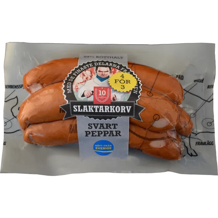 Grillkorv Grov Svartpeppar 360g Slaktarkorv