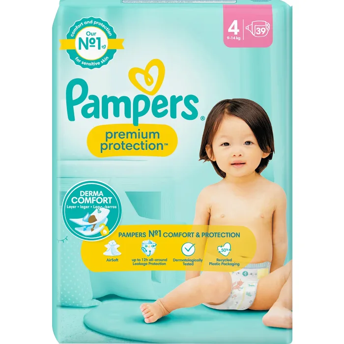 Blöjor Premium Protection Strl 4 9-14kg 39-p Pampers