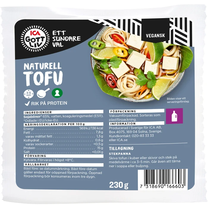 Tofu Naturell 230g ICA Gott Liv