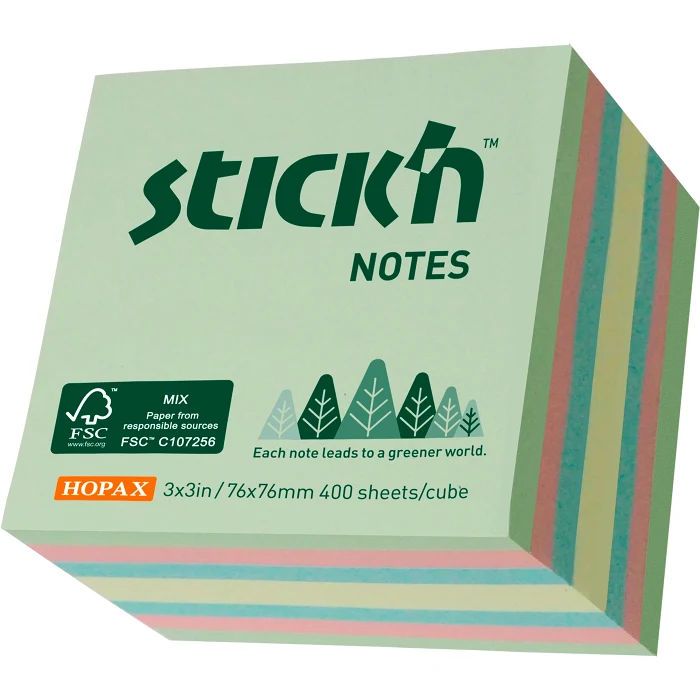 Sticky notes kub 76x76mm 400 blad