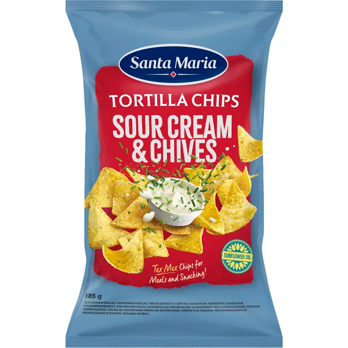 Tortilla Chips Sourcream & Chives 185g Santa Maria