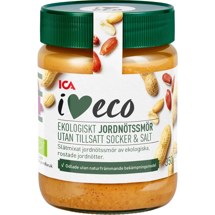 Jordnötssmör utan salt 350g ICA I love eco | Handla mat online från din ...