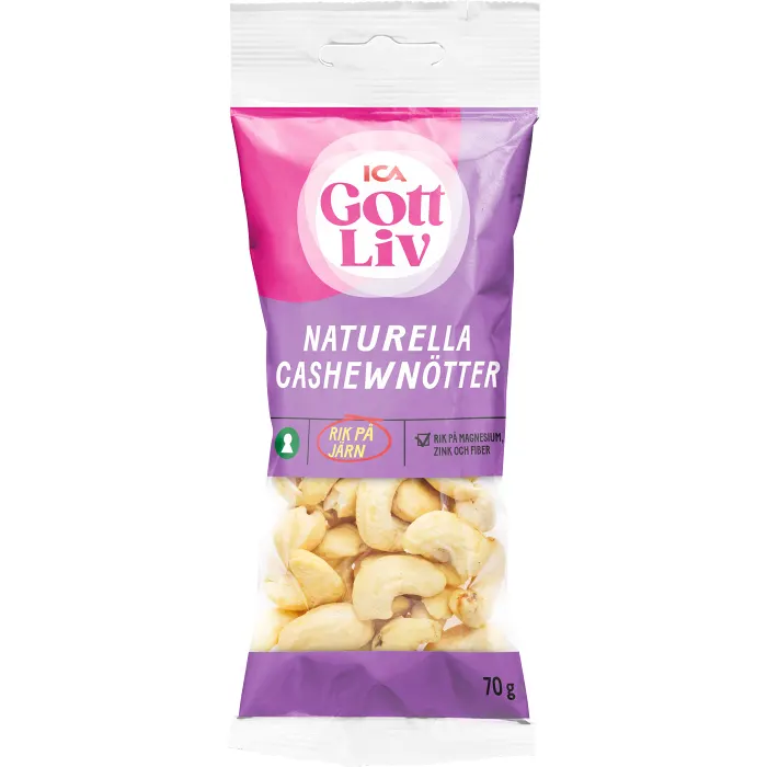 Naturella cashewnötter 70g ICA Gott Liv