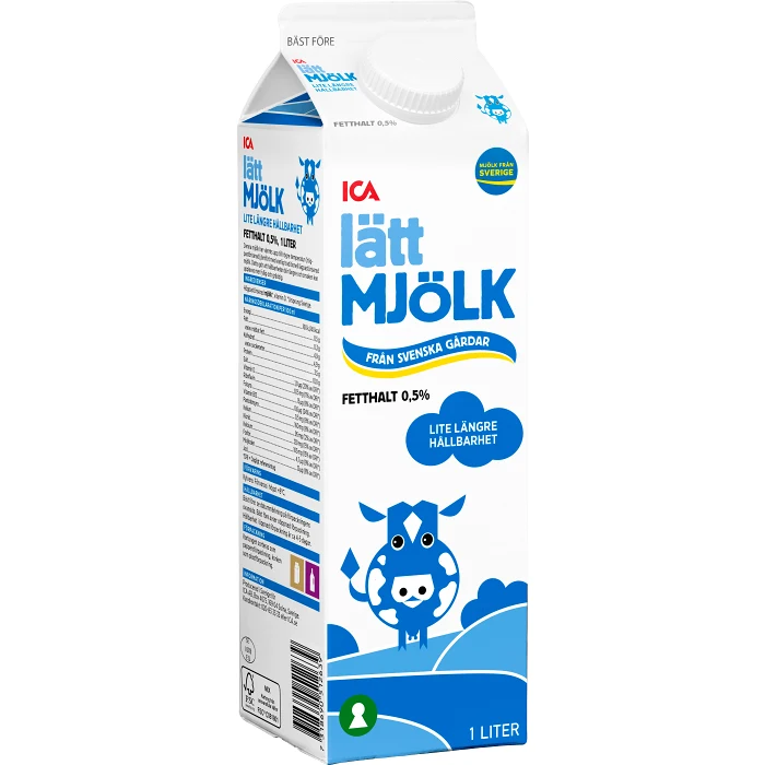 Lättmjölk Lång Hållbarhet 0,5% 1l ICA