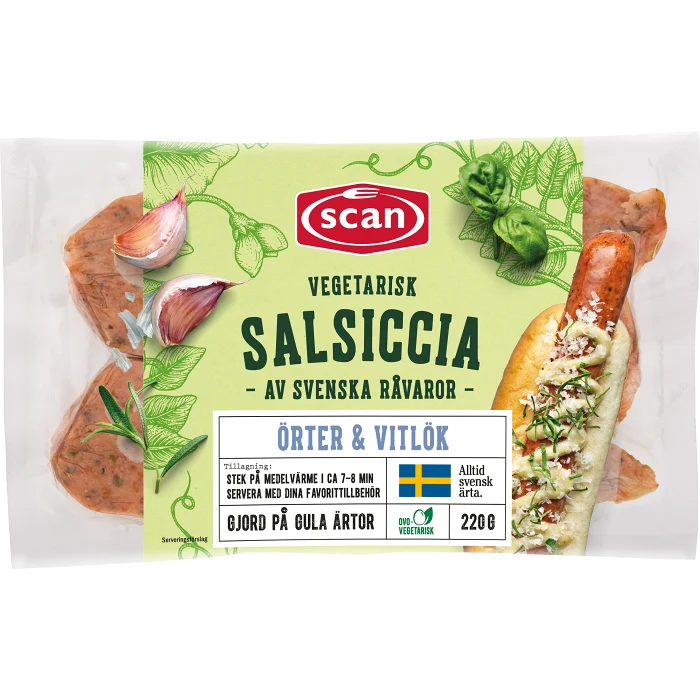 Salsiccia vegetarisk örter vitlök 220g Scan