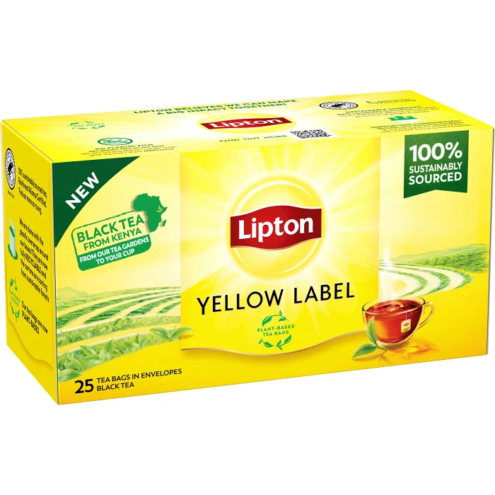 Svart Te Yellow label 25p Lipton
