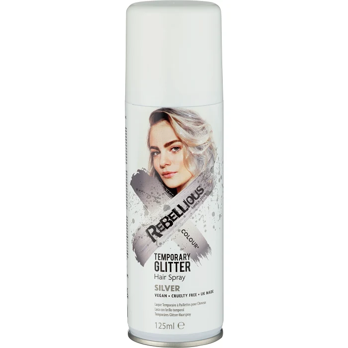 Färgspray Temporary Glitter Silver 125ml Rebellious