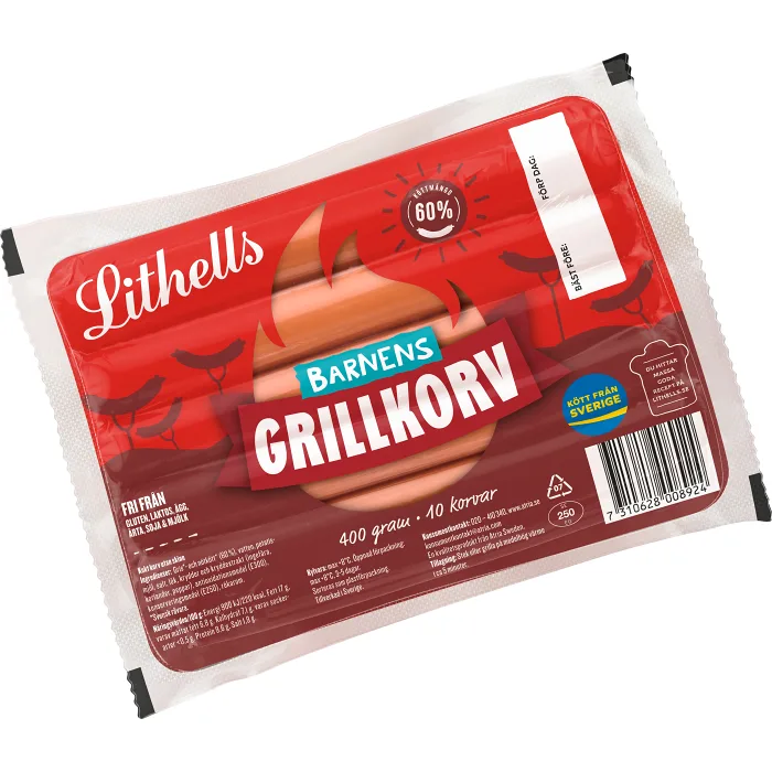 Grillkorv Barnens 400g Lithells