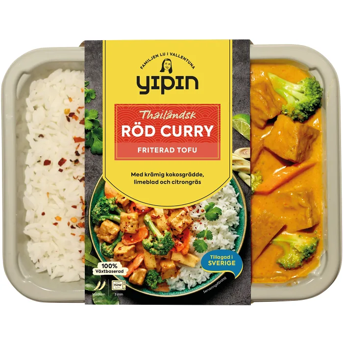 Röd Curry Thailändsk friterad Tofu 400g Yipin