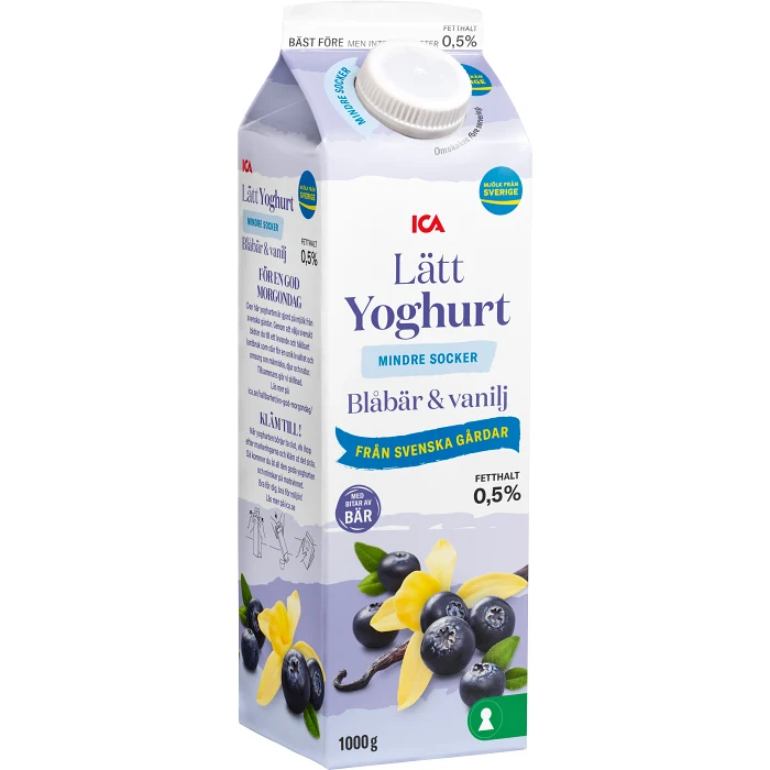 Lättyoghurt Blåbär & vanilj 0,5% 1000g ICA