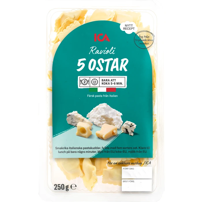 Pasta Ravioli Fem Ostar Färsk 250g ICA