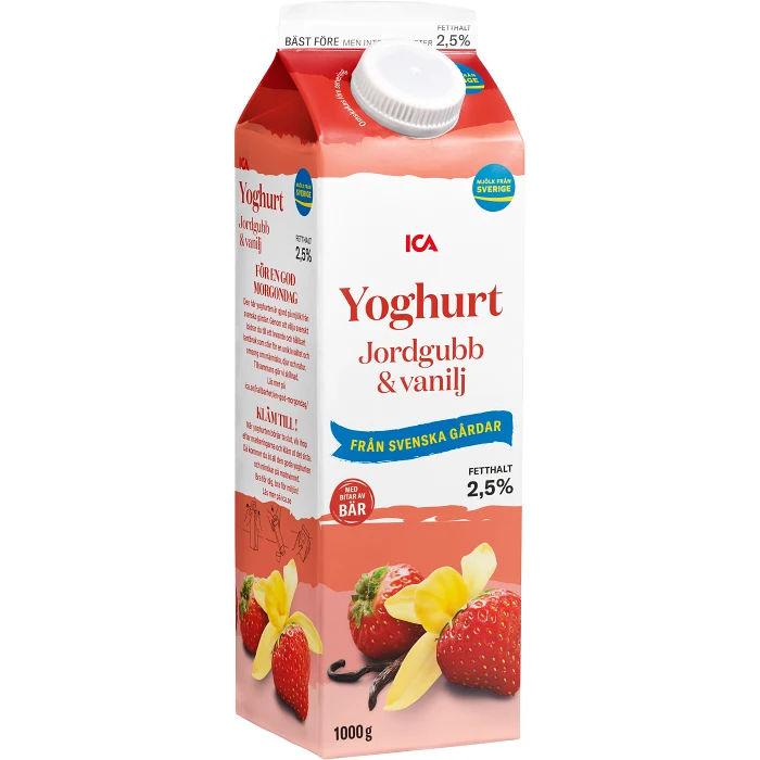 Yoghurt Jordgubb & vanilj 2,5% 1000g ICA